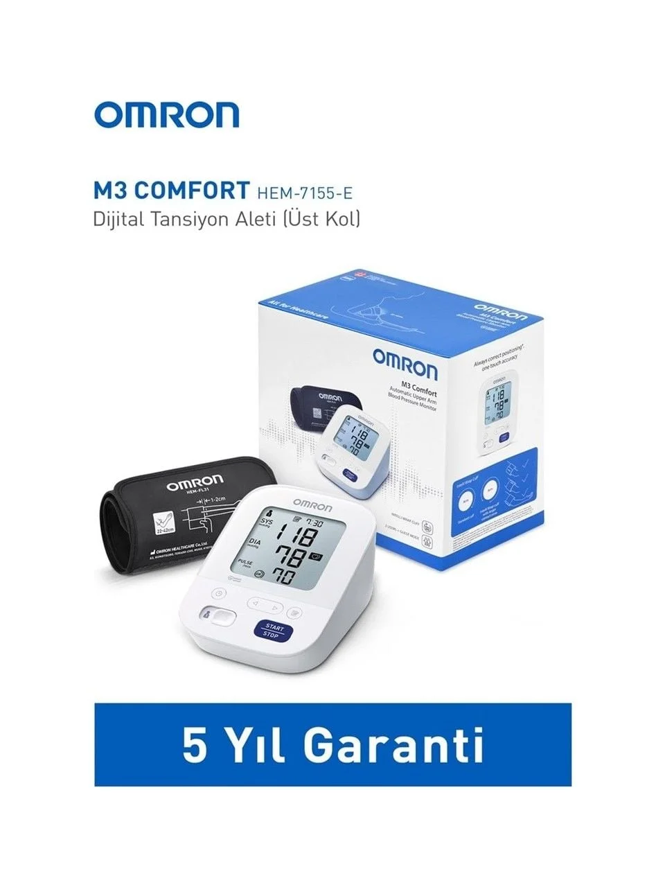 Omron M3 Comfort HEM-7155-E Koldan Ölçer Tansiyon Aleti